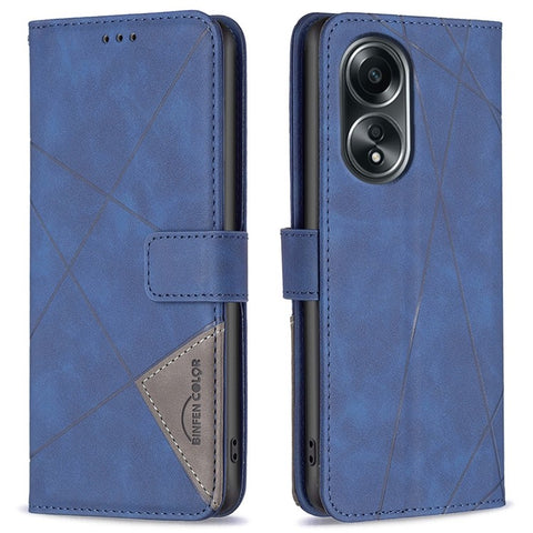 BINFEN COLOR For Oppo A58 4G / A98 5G Phone Cases Wallet Stand Geometry Imprint Leather Cover
