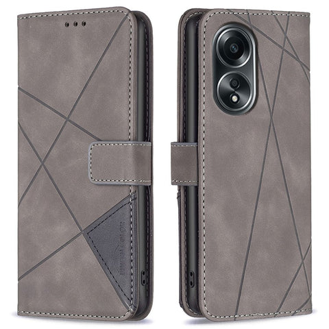 BINFEN COLOR For Oppo A58 4G / A98 5G Phone Cases Wallet Stand Geometry Imprint Leather Cover