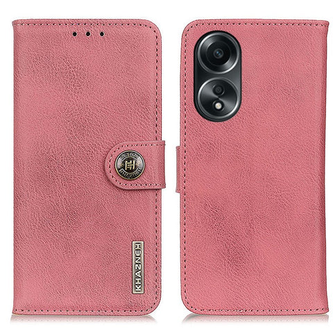 KHAZNEH For Oppo A78 4G Shockproof Cowhide Texture Case PU Leather Stand Wallet Phone Cover