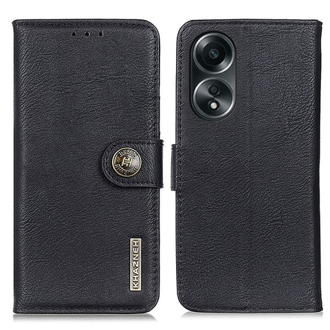 KHAZNEH For Oppo A78 4G Shockproof Cowhide Texture Case PU Leather Stand Wallet Phone Cover