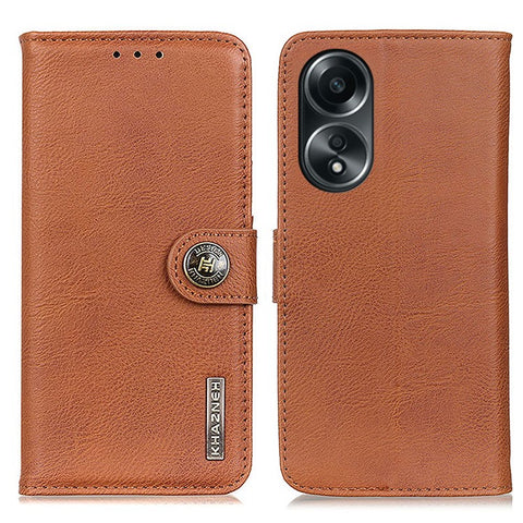 KHAZNEH For Oppo A78 4G Shockproof Cowhide Texture Case PU Leather Stand Wallet Phone Cover