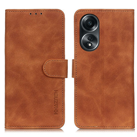 KHAZNEH For Oppo A78 4G Anti-Scratch Shell Wallet Phone Cover Retro Texture PU Leather Stand Case