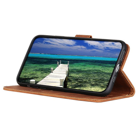 KHAZNEH For Oppo A78 4G Anti-Scratch Shell Wallet Phone Cover Retro Texture PU Leather Stand Case