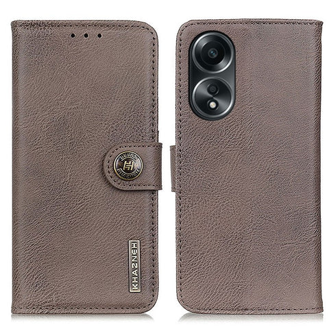 KHAZNEH For Oppo A58 5G / A78 5G Dustproof Shell Cowhide Texture Case Stand Wallet PU Leather Phone Cover