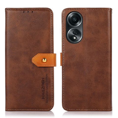 KHAZNEH For Oppo A78 4G Bump Proof Leather Wallet Phone Cover Stand Cowhide Texture Case