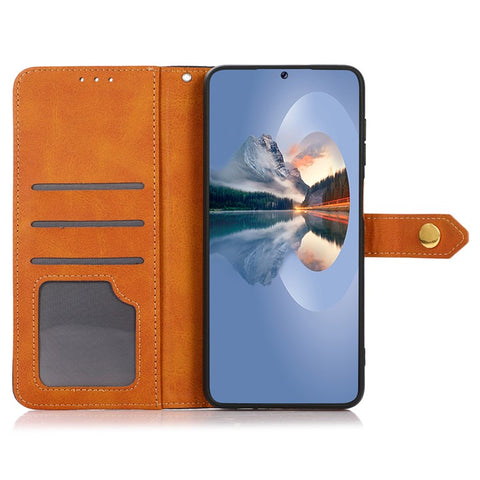 KHAZNEH For Oppo A78 4G Bump Proof Leather Wallet Phone Cover Stand Cowhide Texture Case