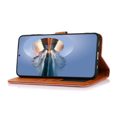 KHAZNEH For Oppo A78 4G Bump Proof Leather Wallet Phone Cover Stand Cowhide Texture Case