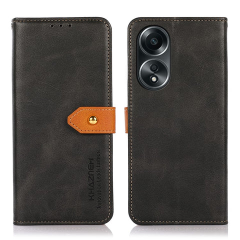 KHAZNEH For Oppo A78 4G Bump Proof Leather Wallet Phone Cover Stand Cowhide Texture Case