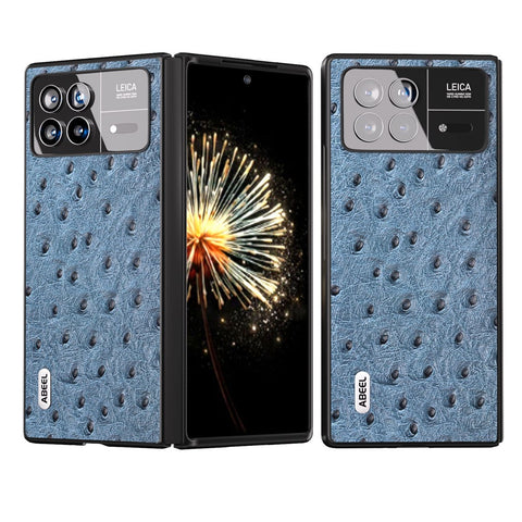 ABEEL For Xiaomi Mix Fold 3 5G Genuine Cow Leather + PC Cover Ostrich Texture Foldable Phone Case
