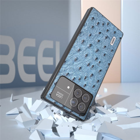 ABEEL For Xiaomi Mix Fold 3 5G Genuine Cow Leather + PC Cover Ostrich Texture Foldable Phone Case