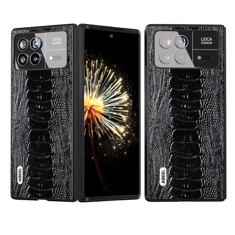 ABEEL For Xiaomi Mix Fold 3 5G Crocodile Texture Protective Phone Cover Genuine Cow Leather+PC Back Case