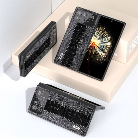ABEEL For Xiaomi Mix Fold 3 5G Crocodile Texture Protective Phone Cover Genuine Cow Leather+PC Back Case