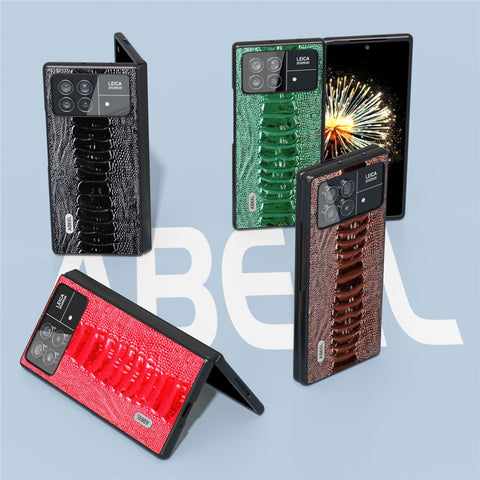 ABEEL For Xiaomi Mix Fold 3 5G Crocodile Texture Protective Phone Cover Genuine Cow Leather+PC Back Case
