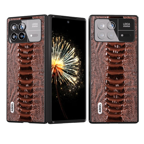 ABEEL For Xiaomi Mix Fold 3 5G Crocodile Texture Protective Phone Cover Genuine Cow Leather+PC Back Case