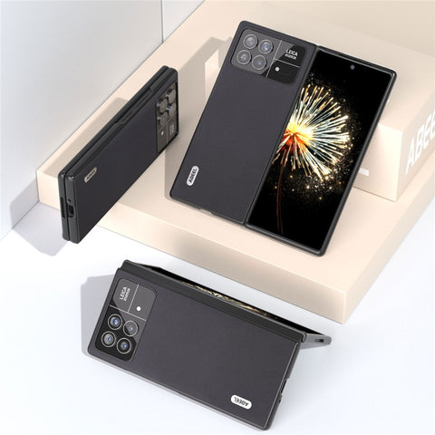 ABEEL For Xiaomi Mix Fold 3 5G Protective Back Cover Textured PU Leather+PC Phone Case