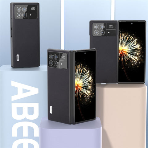 ABEEL For Xiaomi Mix Fold 3 5G Protective Back Cover Textured PU Leather+PC Phone Case