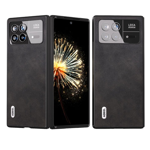ABEEL For Xiaomi Mix Fold 3 5G Cowhide Texture Phone Case PU Leather Coated TPU+PC Cover