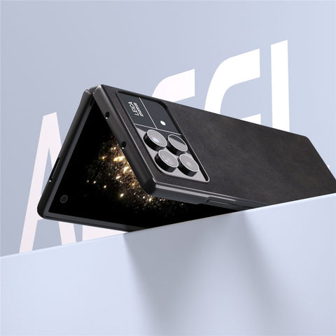 ABEEL For Xiaomi Mix Fold 3 5G Cowhide Texture Phone Case PU Leather Coated TPU+PC Cover
