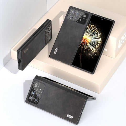 ABEEL For Xiaomi Mix Fold 3 5G Cowhide Texture Phone Case PU Leather Coated TPU+PC Cover