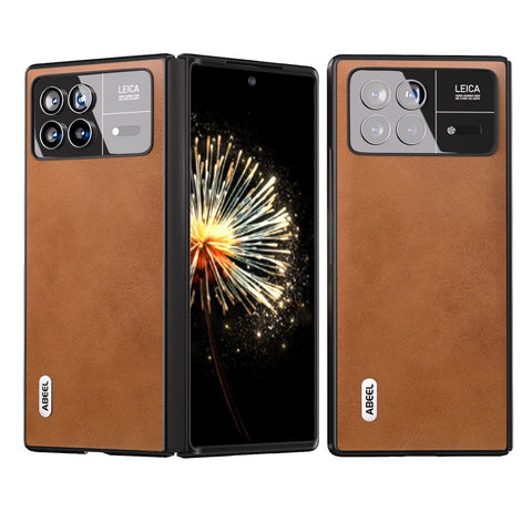 ABEEL For Xiaomi Mix Fold 3 5G Cowhide Texture Phone Case PU Leather Coated TPU+PC Cover