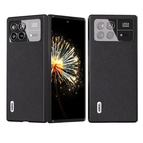 ABEEL For Xiaomi Mix Fold 3 5G Dustproof Litchi Texture Phone Cover Genuine Cow Leather + PC Protective Case