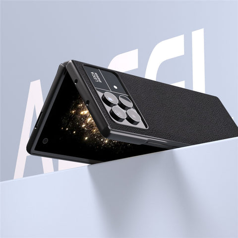 ABEEL For Xiaomi Mix Fold 3 5G Dustproof Litchi Texture Phone Cover Genuine Cow Leather + PC Protective Case