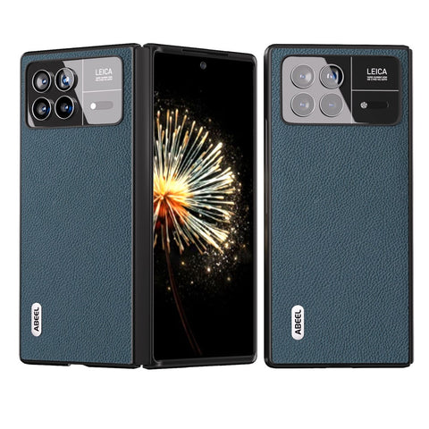 ABEEL For Xiaomi Mix Fold 3 5G Dustproof Litchi Texture Phone Cover Genuine Cow Leather + PC Protective Case