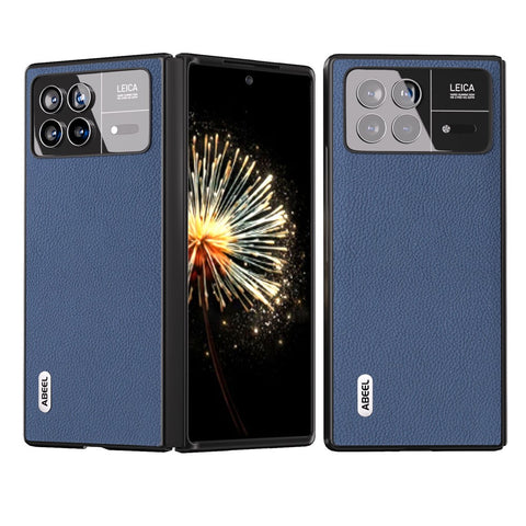 ABEEL For Xiaomi Mix Fold 3 5G Dustproof Litchi Texture Phone Cover Genuine Cow Leather + PC Protective Case