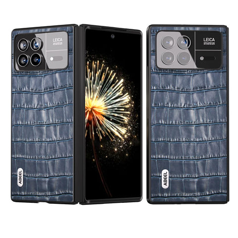 ABEEL For Xiaomi Mix Fold 3 5G Crocodile Texture Phone Cover Anti-drop Genuine Cow Leather+PC Phone Case