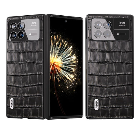 ABEEL For Xiaomi Mix Fold 3 5G Crocodile Texture Phone Cover Anti-drop Genuine Cow Leather+PC Phone Case