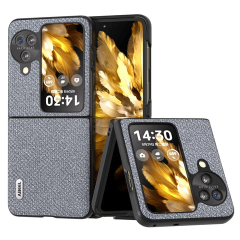 ABEEL For Oppo Find N3 Flip 5G PU Leather + Hard PC Shell Rhinestone Texture Ultra Thin Phone Cover