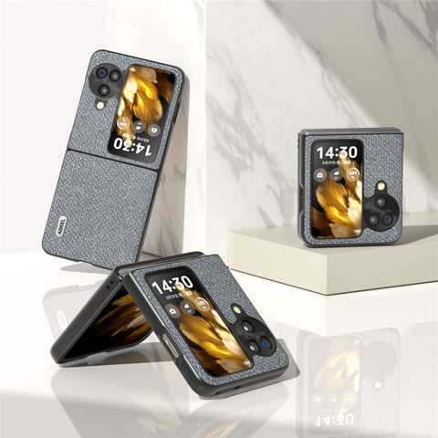 ABEEL For Oppo Find N3 Flip 5G PU Leather + Hard PC Shell Rhinestone Texture Ultra Thin Phone Cover