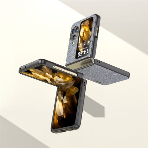 ABEEL For Oppo Find N3 Flip 5G PU Leather + Hard PC Shell Rhinestone Texture Ultra Thin Phone Cover