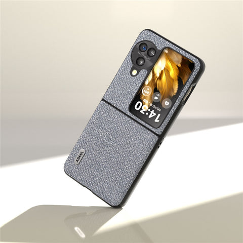 ABEEL For Oppo Find N3 Flip 5G PU Leather + Hard PC Shell Rhinestone Texture Ultra Thin Phone Cover