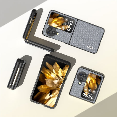ABEEL For Oppo Find N3 Flip 5G PU Leather + Hard PC Shell Rhinestone Texture Ultra Thin Phone Cover