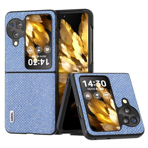 ABEEL For Oppo Find N3 Flip 5G PU Leather + Hard PC Shell Rhinestone Texture Ultra Thin Phone Cover