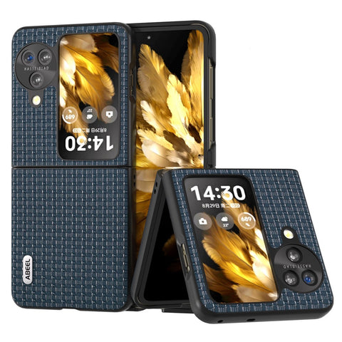 ABEEL For Oppo Find N3 Flip 5G Luxury Texture Phone Cover Genuine Cow Leather Coated PC Non-Slip Case