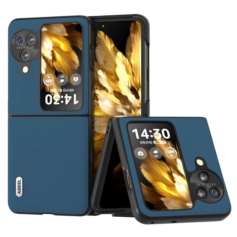 ABEEL For Oppo Find N3 Flip 5G Silky Feeling Shockproof Cover Genuine Cow Leather Coated PC Phone Case
