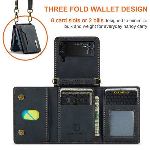 DG.MING M2 Series for Samsung Galaxy Z Flip3 5G Detachable 2 in 1 Wallet Phone Case Leather+PC Magnetic Kickstand Cover