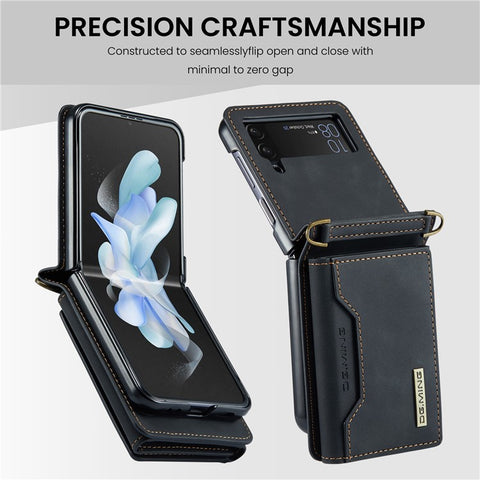 DG.MING M2 Series for Samsung Galaxy Z Flip3 5G Detachable 2 in 1 Wallet Phone Case Leather+PC Magnetic Kickstand Cover