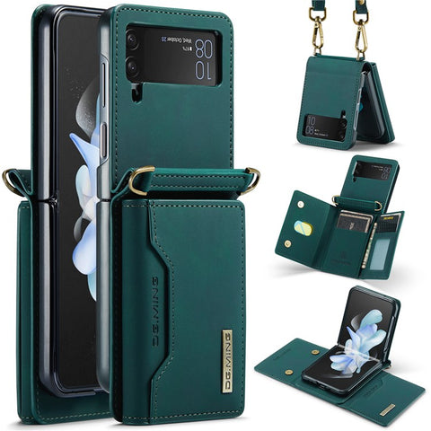 DG.MING M2 Series for Samsung Galaxy Z Flip3 5G Detachable 2 in 1 Wallet Phone Case Leather+PC Magnetic Kickstand Cover