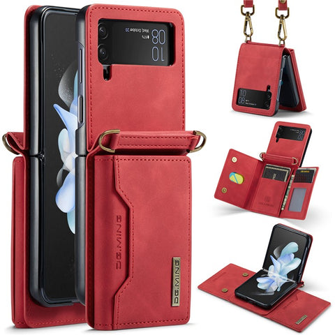 DG.MING M2 Series for Samsung Galaxy Z Flip3 5G Detachable 2 in 1 Wallet Phone Case Leather+PC Magnetic Kickstand Cover