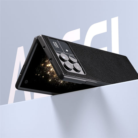 ABEEL For Xiaomi Mix Fold 3 5G Litchi Texture Protective Cover Genuine Cow Leather+PC Phone Case