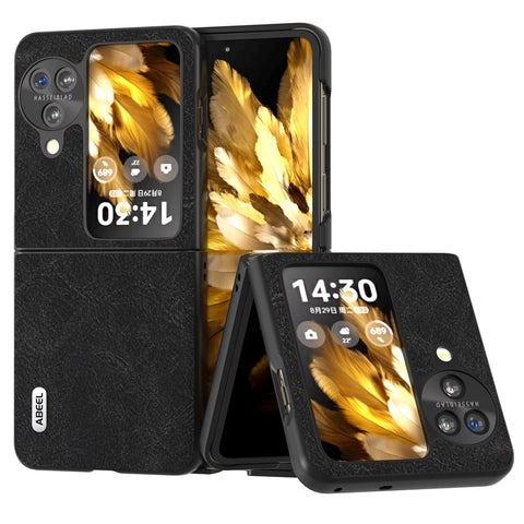 ABEEL For Oppo Find N3 Flip 5G Anti-Scratch Protective Case Litchi Texture PU Leather Coated PC Phone Cover