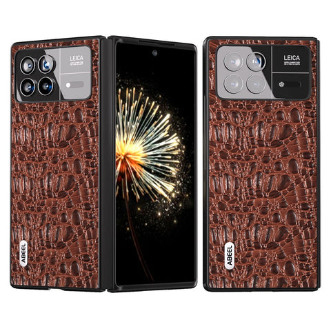 ABEEL For Xiaomi Mix Fold 3 5G Genuine Cow Leather+PC No-Slip Case Canopy Texture Phone Cover