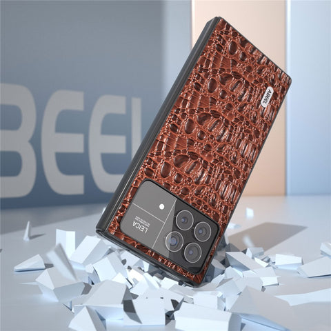 ABEEL For Xiaomi Mix Fold 3 5G Genuine Cow Leather+PC No-Slip Case Canopy Texture Phone Cover