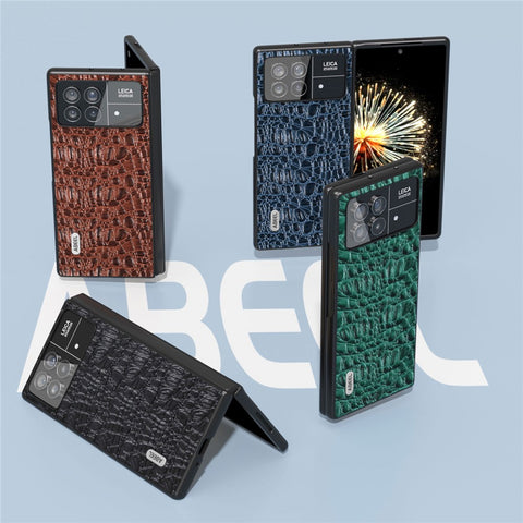 ABEEL For Xiaomi Mix Fold 3 5G Genuine Cow Leather+PC No-Slip Case Canopy Texture Phone Cover