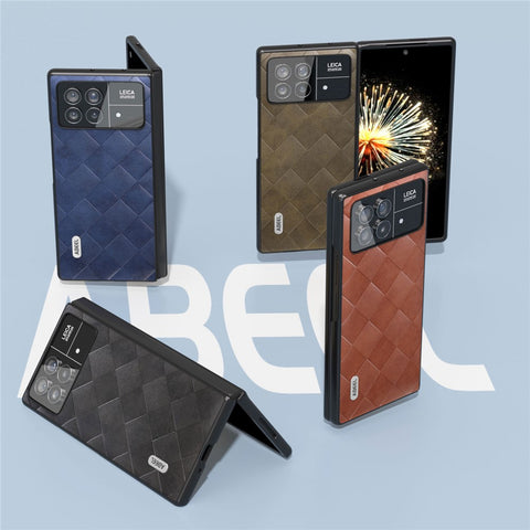 ABEEL For Xiaomi Mix Fold 3 5G Grid Texture Protective Case PU Leather+PC Drop Protection Phone Cover