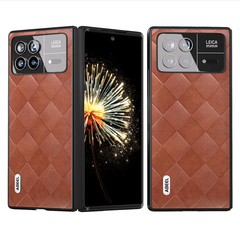 ABEEL For Xiaomi Mix Fold 3 5G Grid Texture Protective Case PU Leather+PC Drop Protection Phone Cover