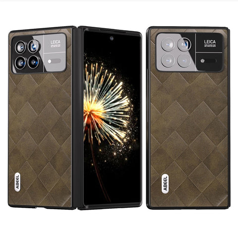 ABEEL For Xiaomi Mix Fold 3 5G Grid Texture Protective Case PU Leather+PC Drop Protection Phone Cover